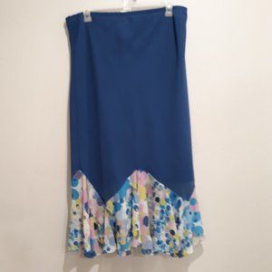 Blue with Colorful Polkadots at Bottom Maxi Skirt